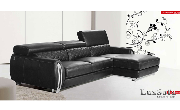 Sofa da màu đen hiện đại