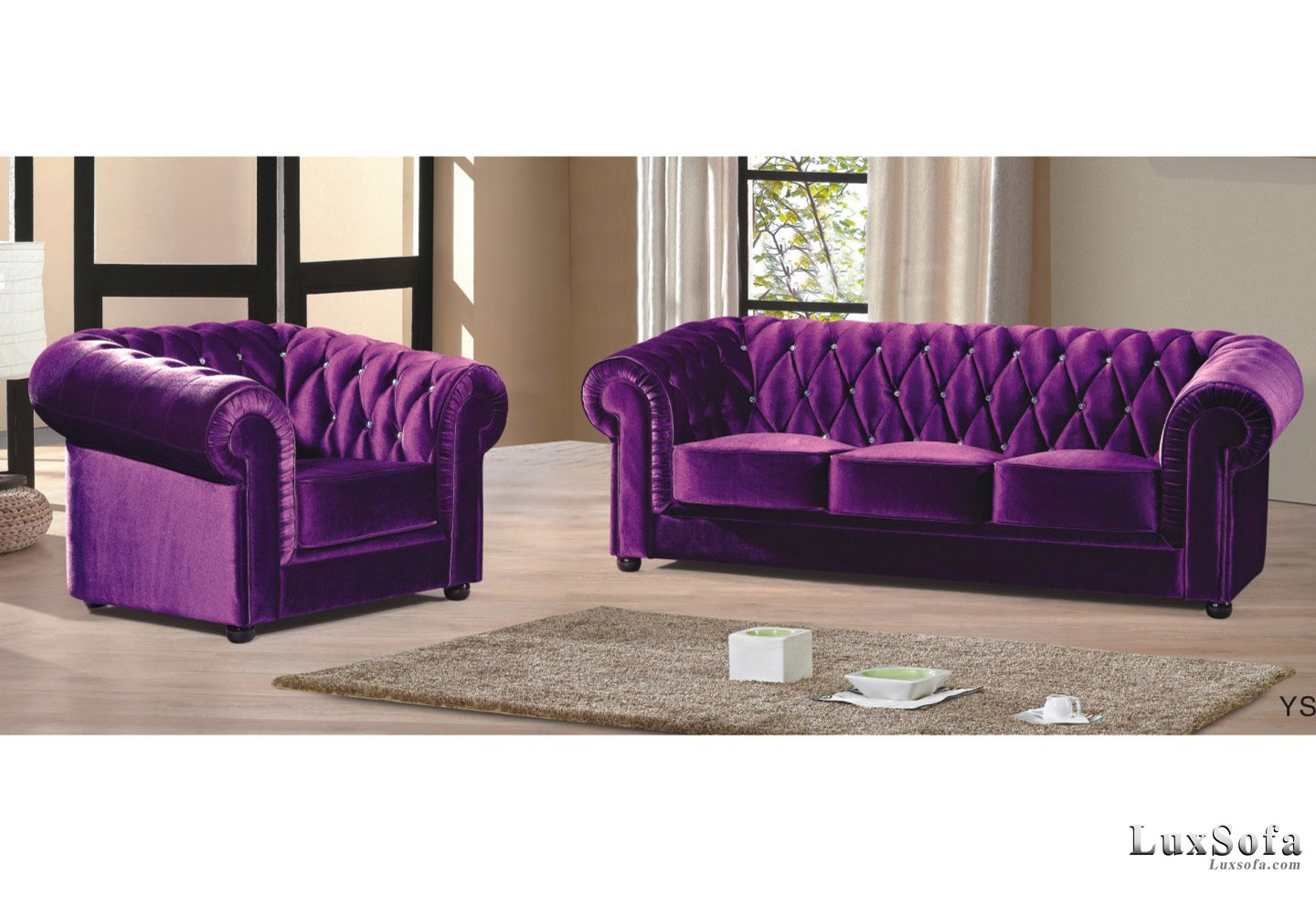 Sofa cổ điển nhung màu tím SC35