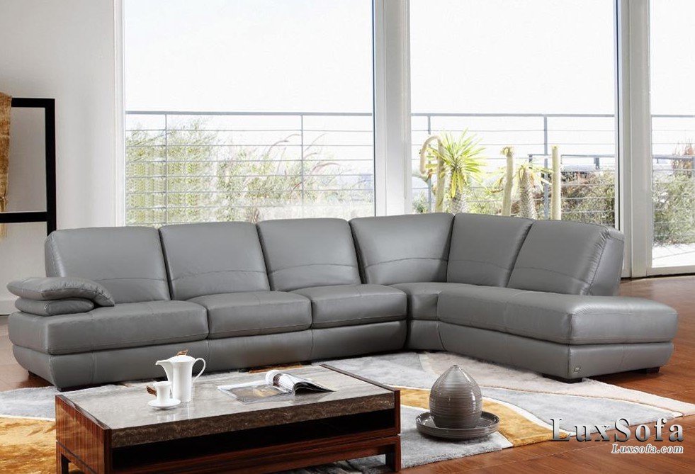 Sofa da màu xám cho chung cư SD08