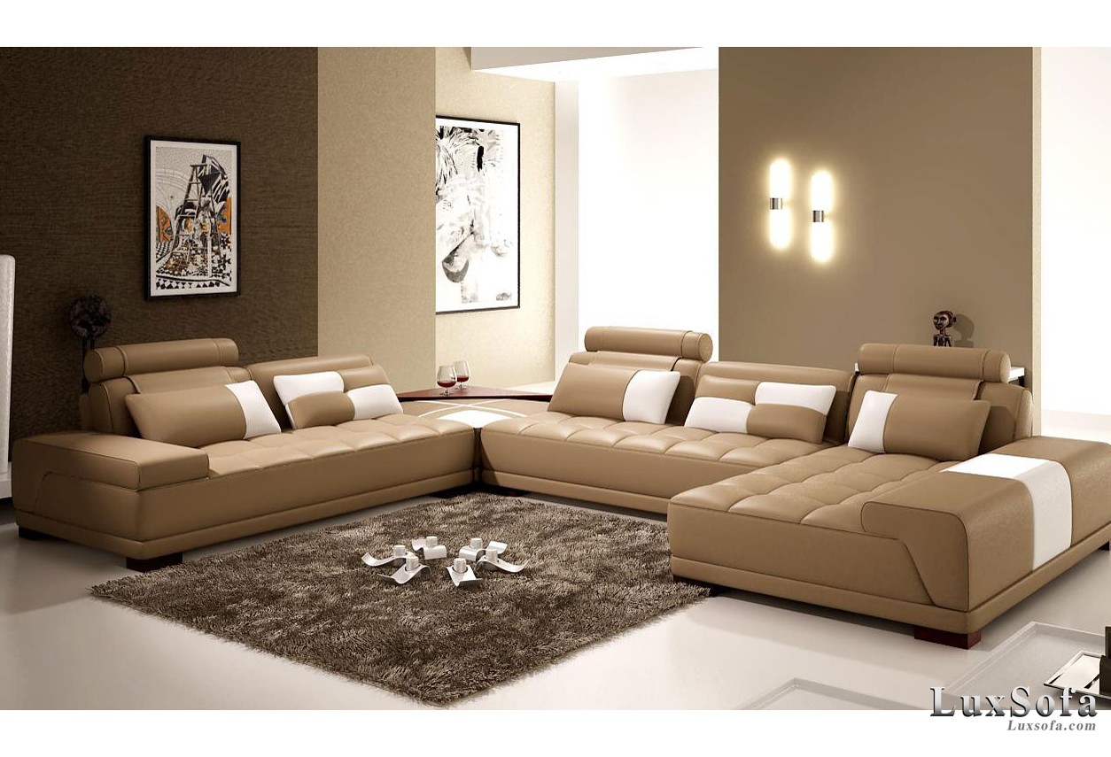 Sofa da màu cafe SD34