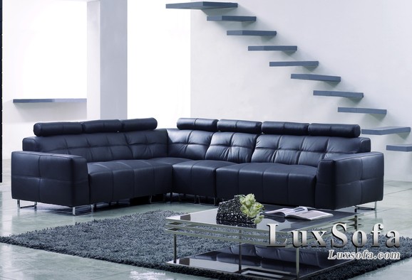 Sofa da màu đen bóng SD35