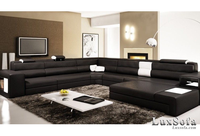Sofa da sang trọng màu đen SD54
