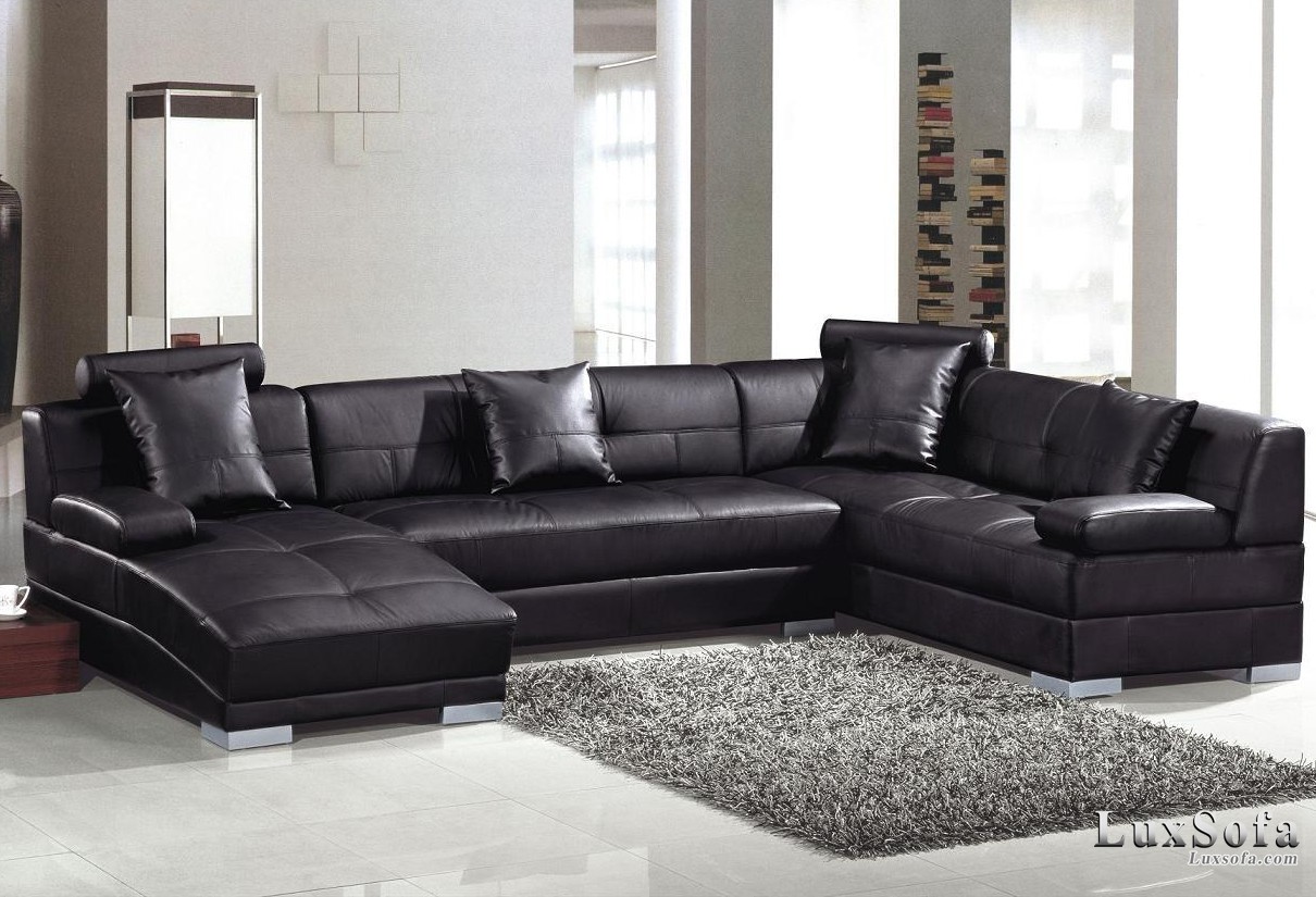Sofa gia đình đen bóng SGD08