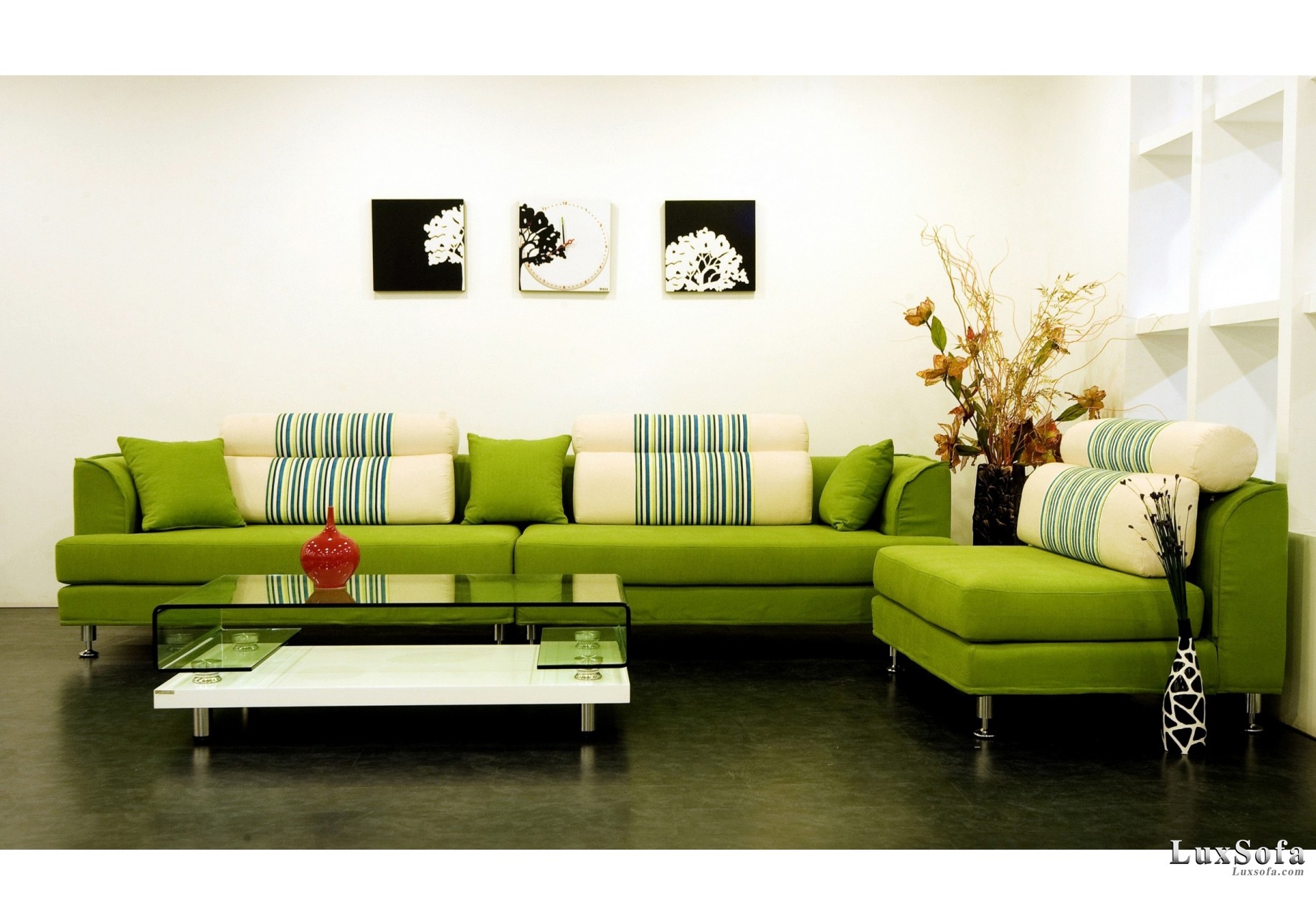 Sofa vải màu xanh lá SV19