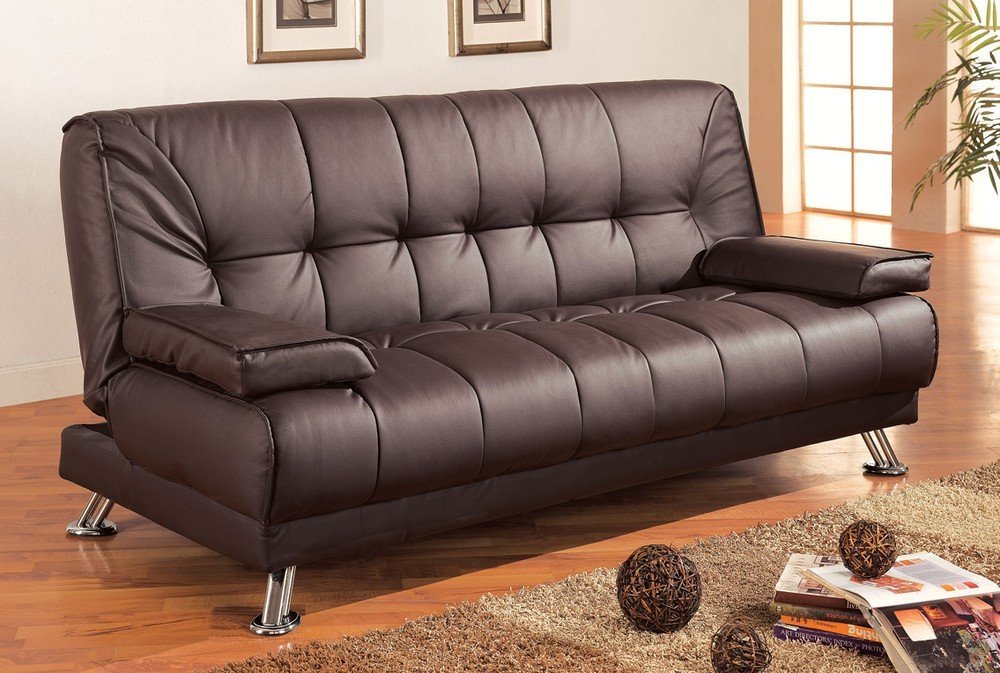 Sofa văng da màu nâu-SV01