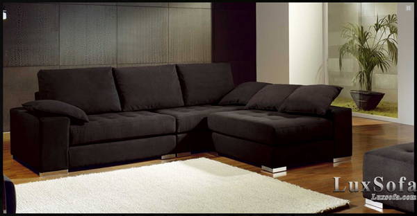 Mẫu ghế sofa góc màu đen SD029