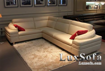 Sofa da góc màu trắng SD09
