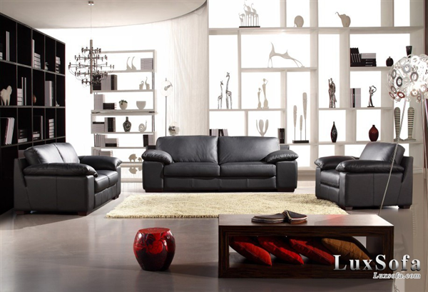 Sofa da đẹp màu đen SD11