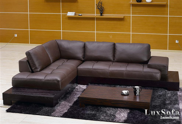 Sofa da góc màu nâu SD21