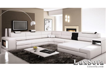 Sofa da góc sang trọng màu trắng SG01