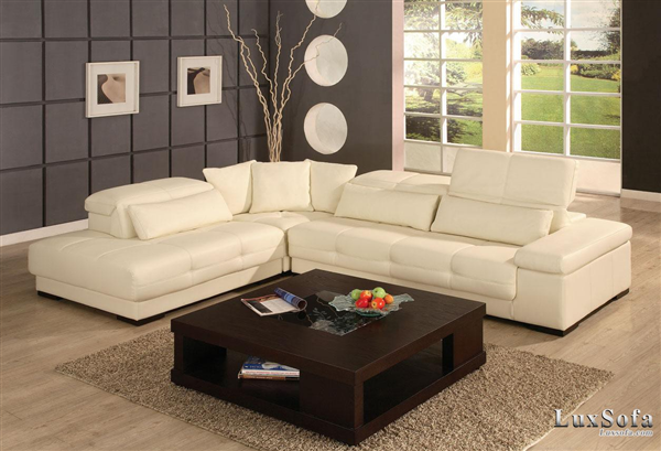 Sofa da thanh lịch màu trắng SD59